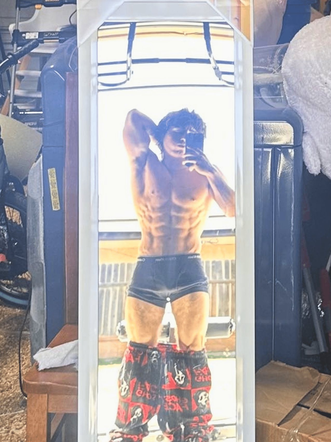 After: lean muscular physique built with home calisthenics and a pull-up bar